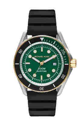 maritime 42 mm green dial silicone analogue wrist watch for men - mk9158i