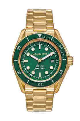 maritime 42 mm green dial stainless steel analogue wrist watch for men - mk9162i