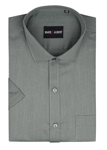 mark & albert cotton half sleeves regular fit formal shirt for men forest green