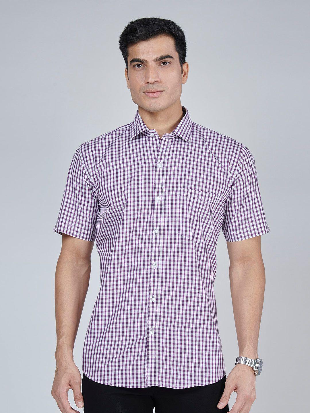 mark & albert cotton slim fit checked casual shirt