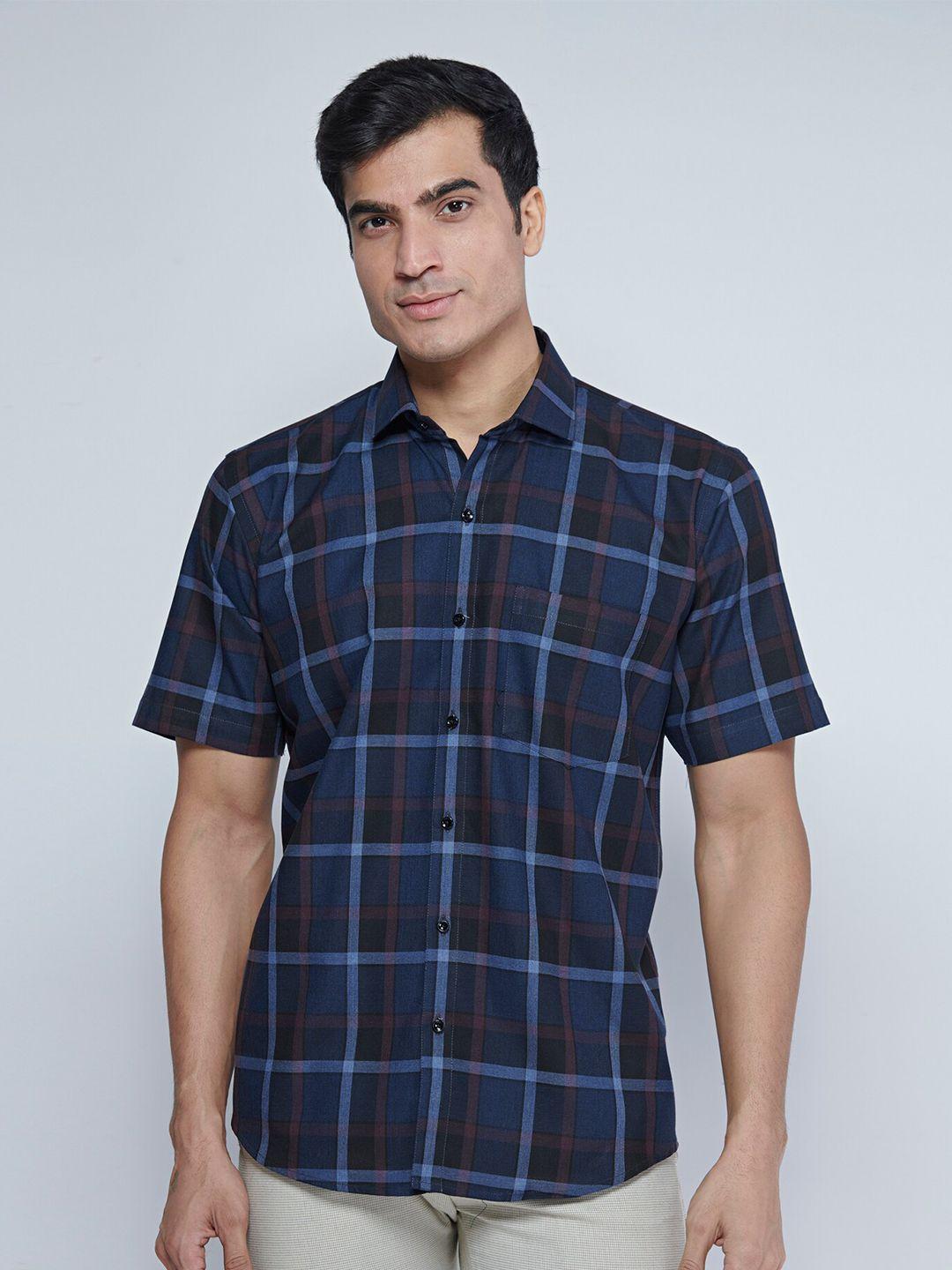 mark & albert india slim fit spread collar tartan checked cotton casual shirt