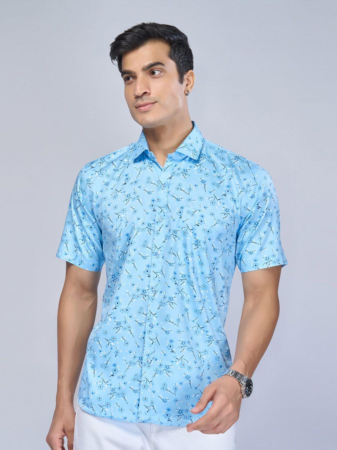 mark & albert india slim slim fit floral printed pure cotton casual shirt