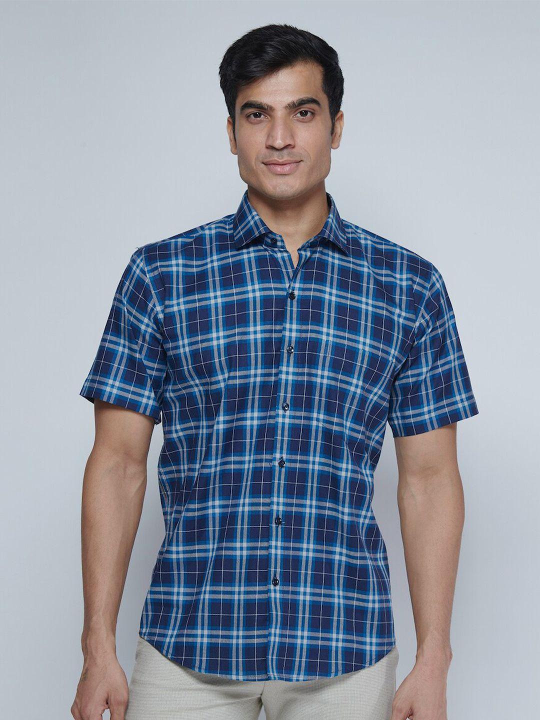 mark & albert india slim tartan checks slim fit cotton casual shirt