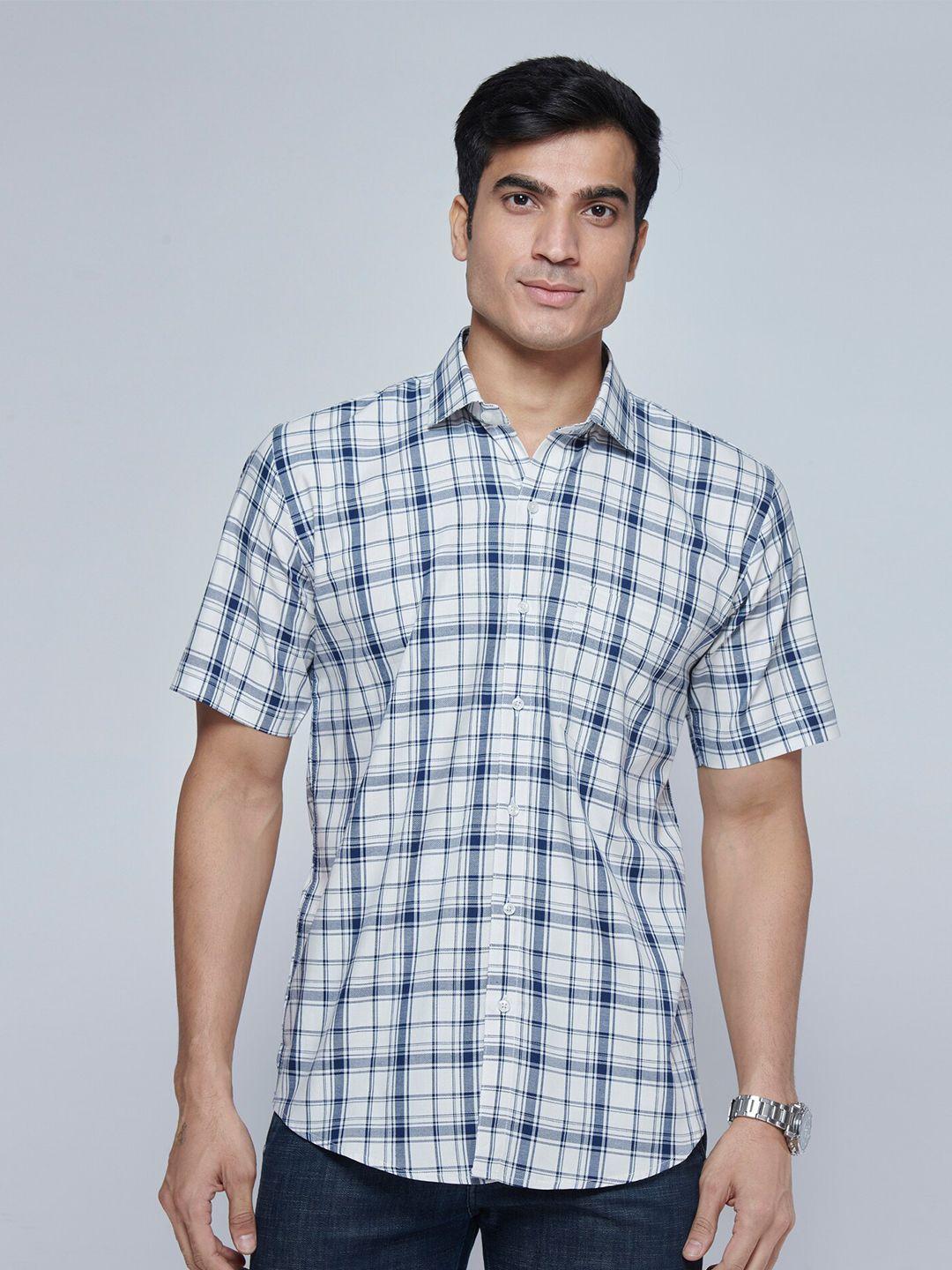 mark & albert india slim tartan checks slim fit cotton casual shirt