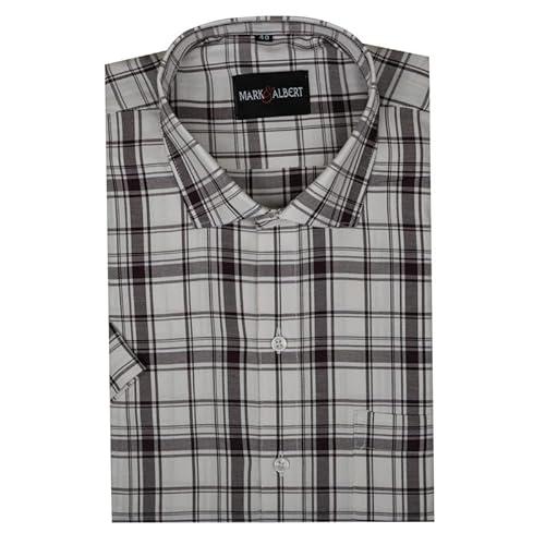 mark & albert men's 100% cotton checks half sleeves regular fit formal shirt