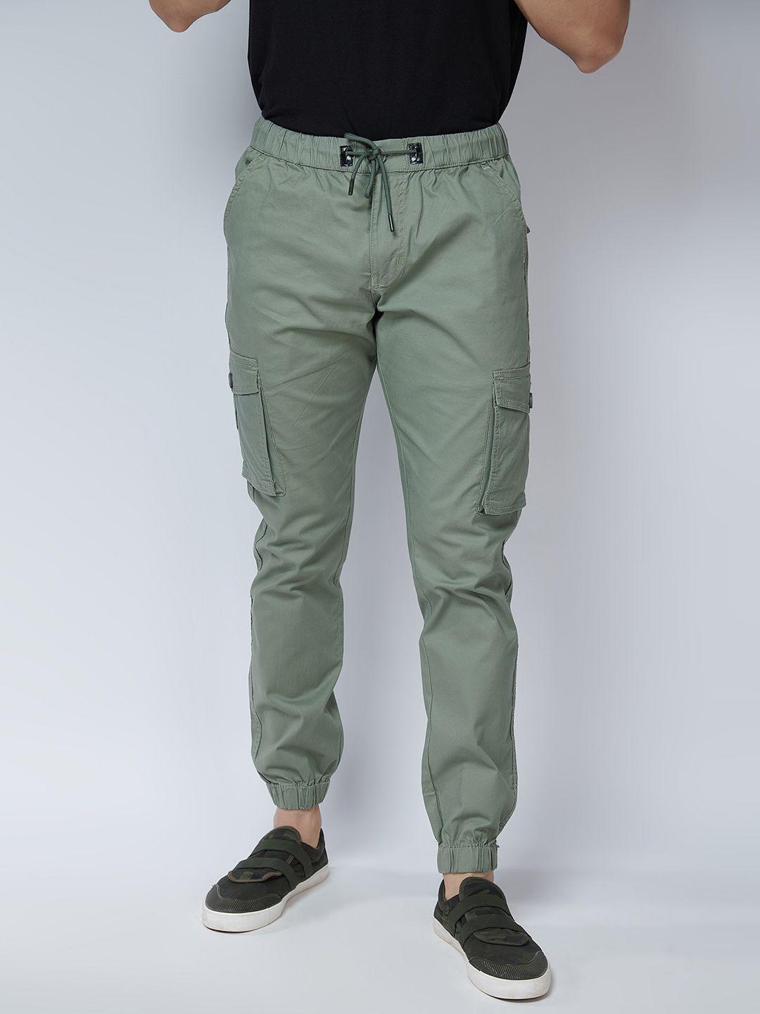 mark & albert men olive green urban slim slim fit cotton cargos trousers