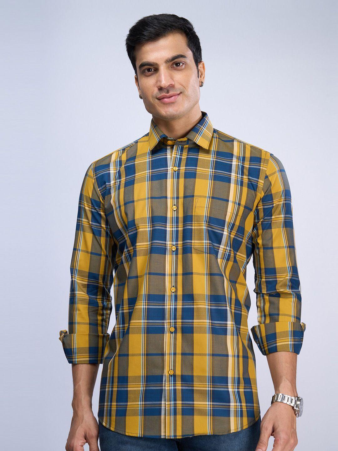 mark & albert men slim fit opaque checked casual shirt