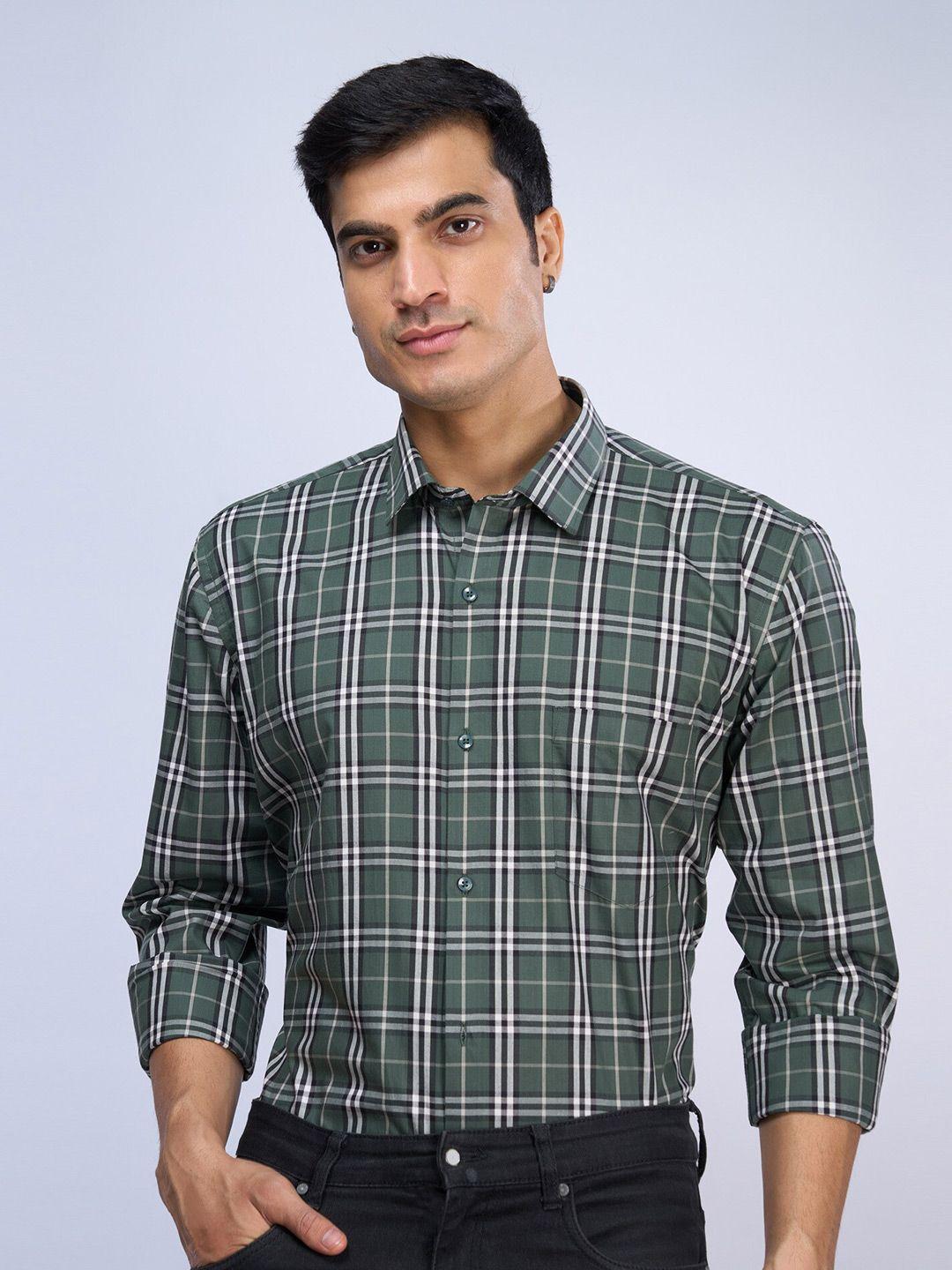 mark & albert men slim fit tartan checks opaque checked casual shirt