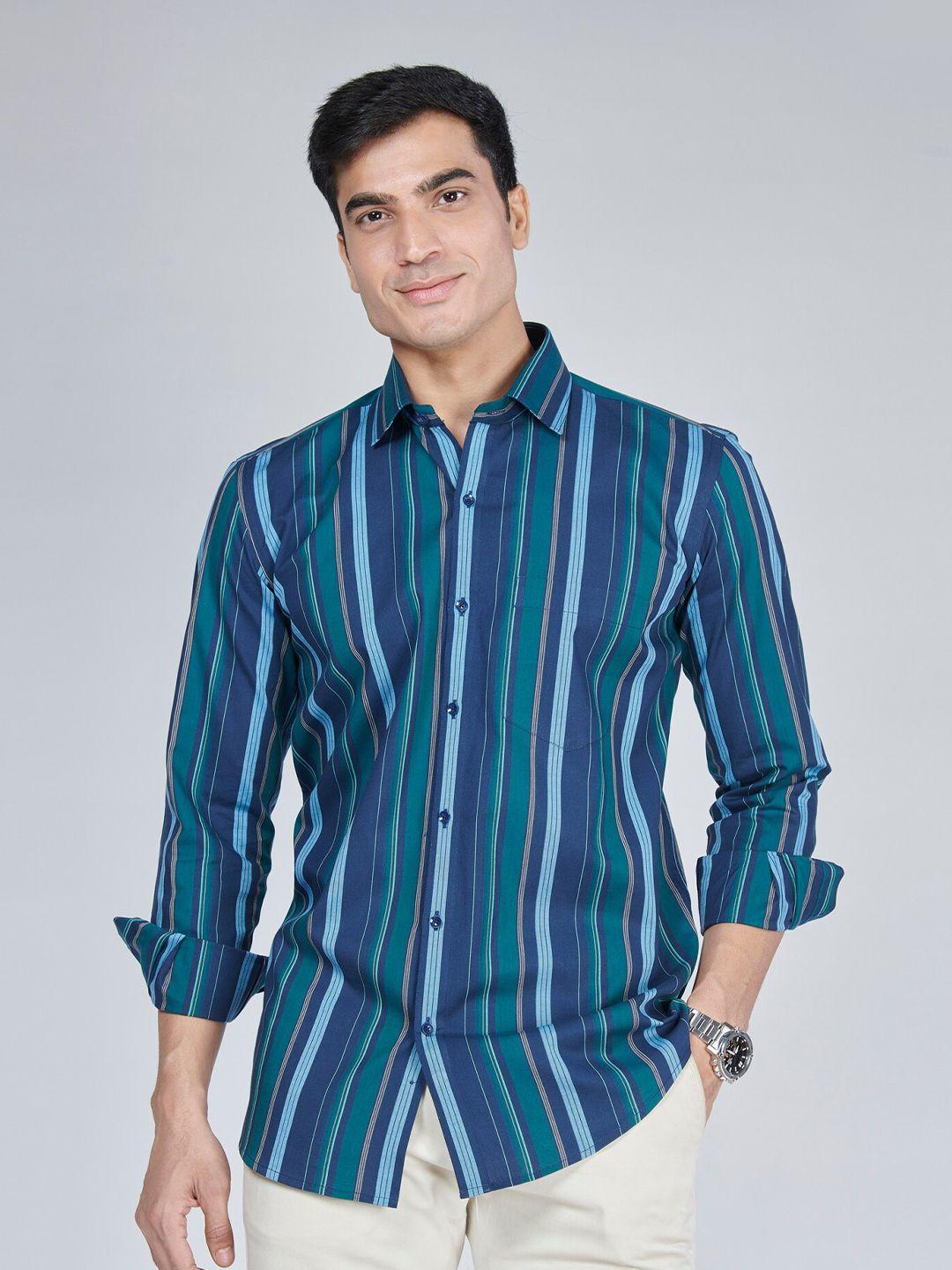 mark & albert slim fit vertical striped cotton casual shirt