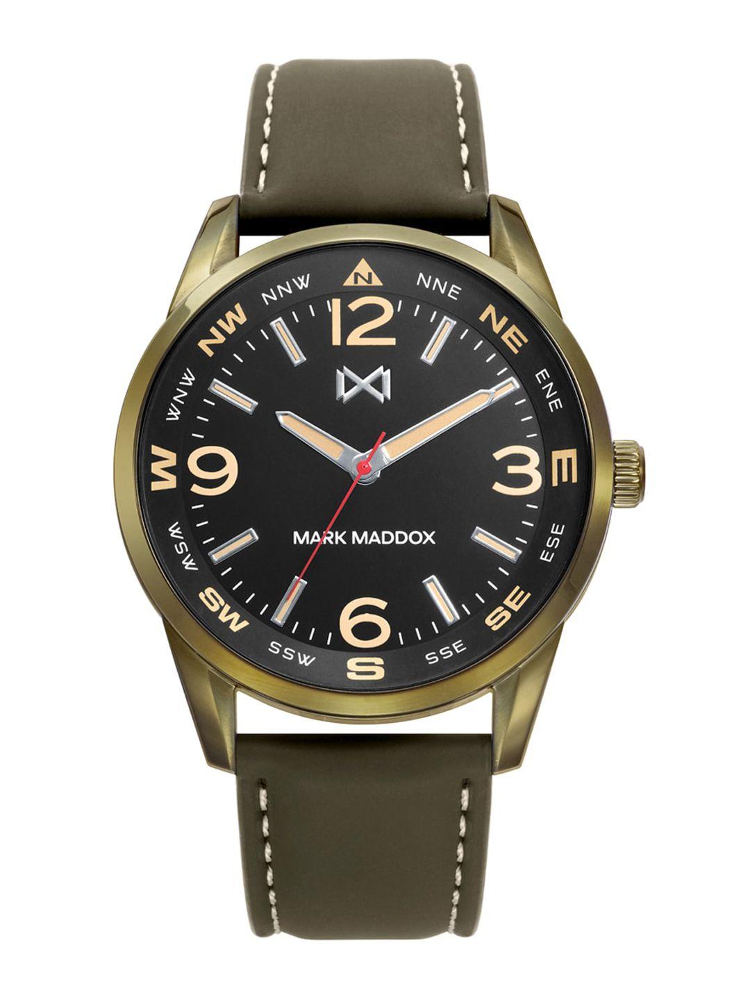mark maddox men leather straps analogue watch hc7143-54