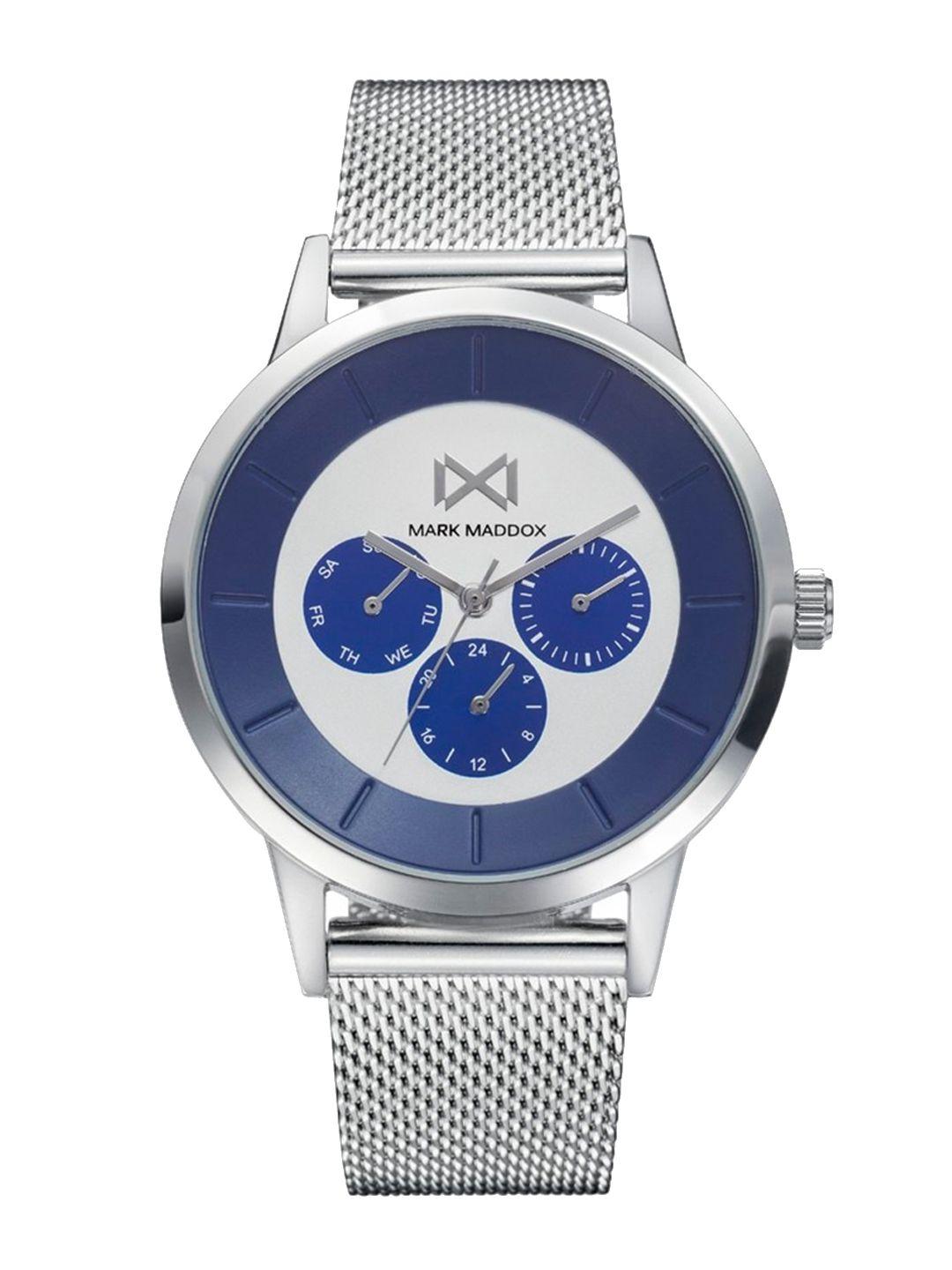 mark maddox men stainless steel straps analogue watch hm7134-37