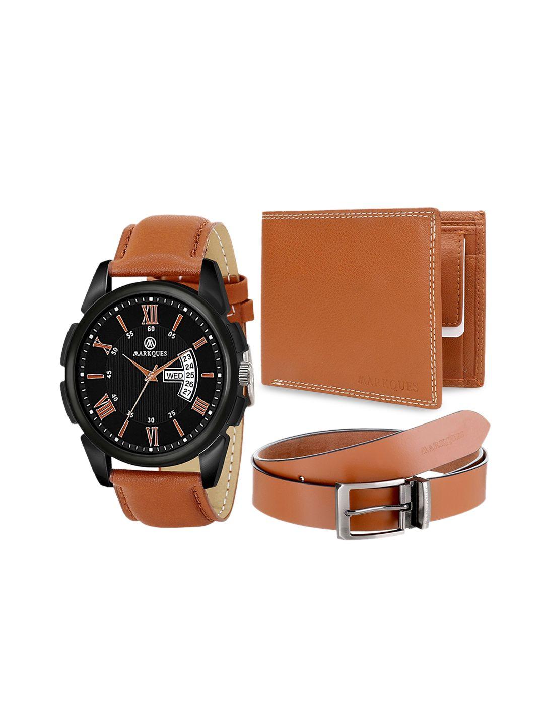 markques men accessory gift set with watch, wallet & belt