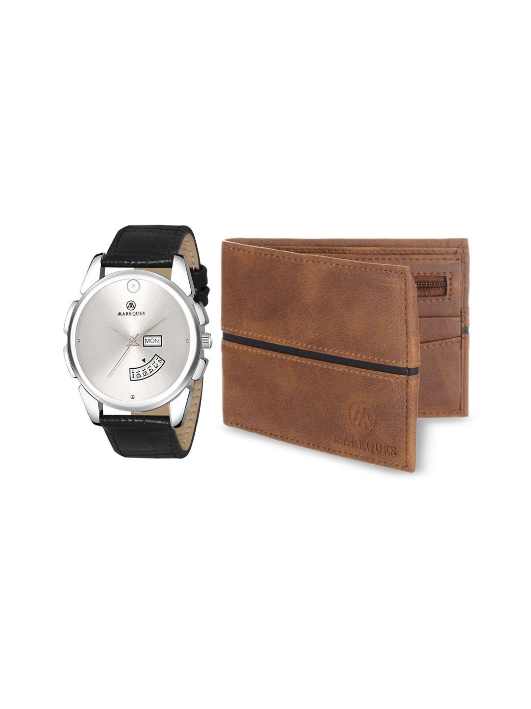 markques men brown leather accessory gift set