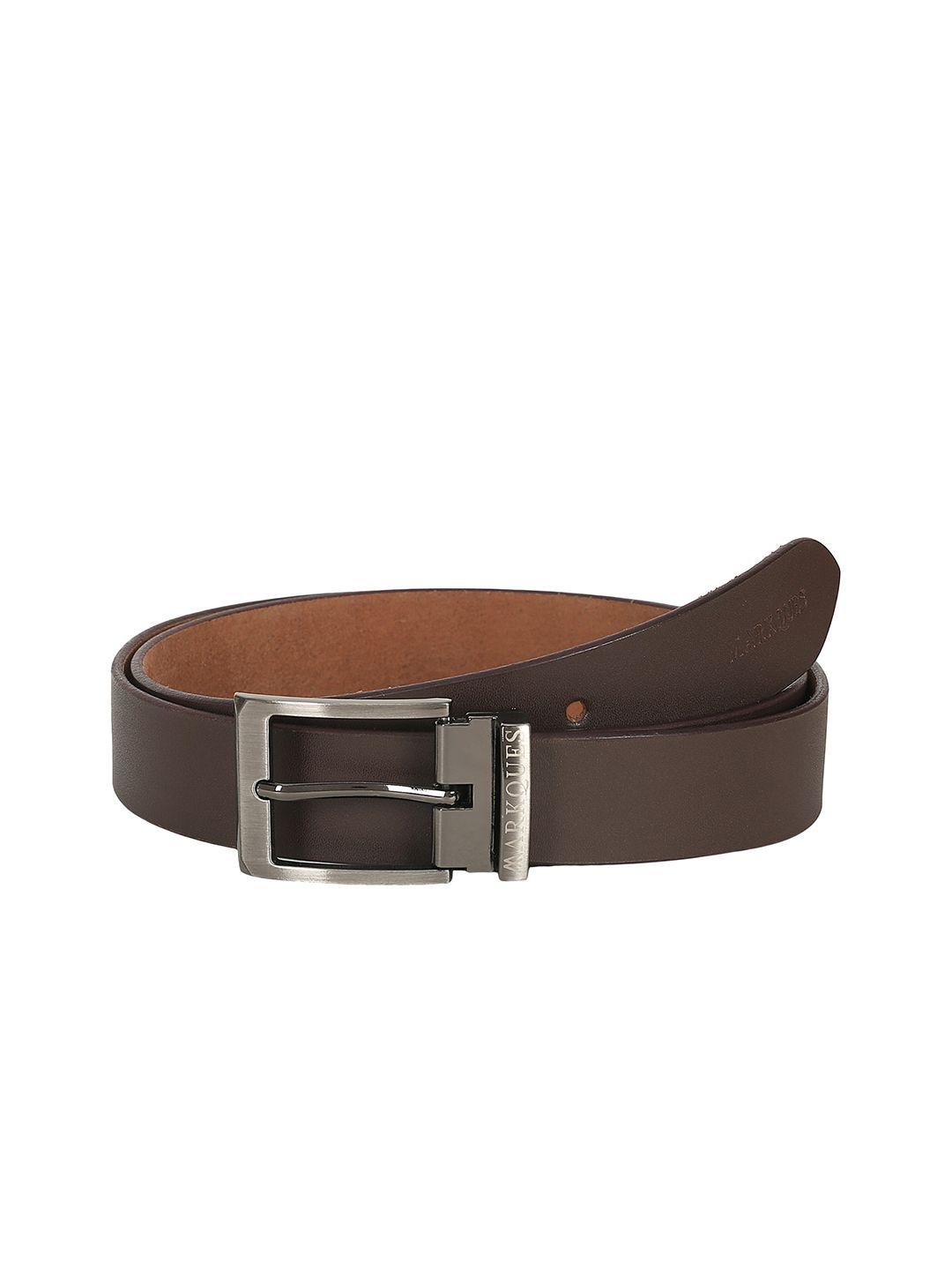 markques men brown leather formal belt