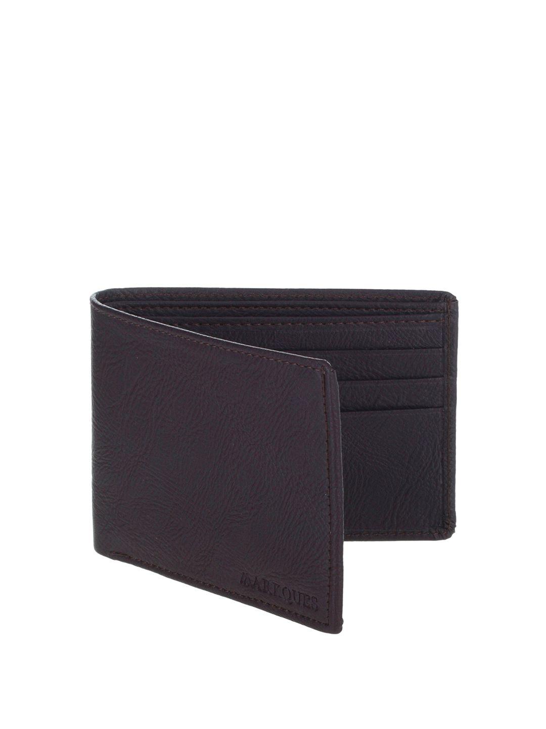 markques men brown leather two fold wallet