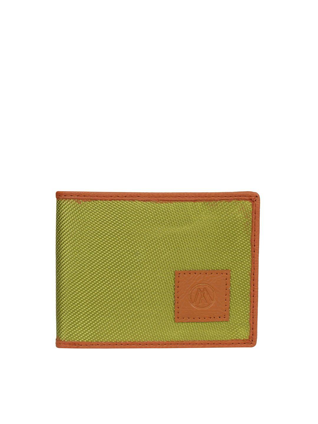 markques men green & brown two fold wallet with sim card holder