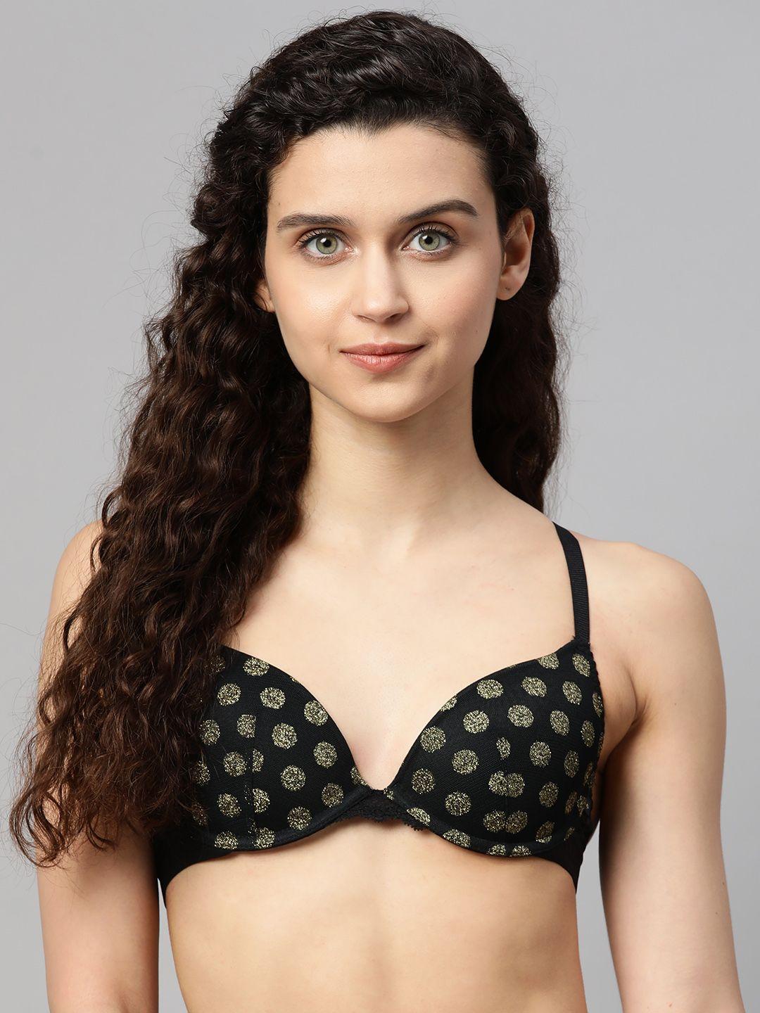 marks & spencer b by boutique black printed underwired lightly padded plunge bra