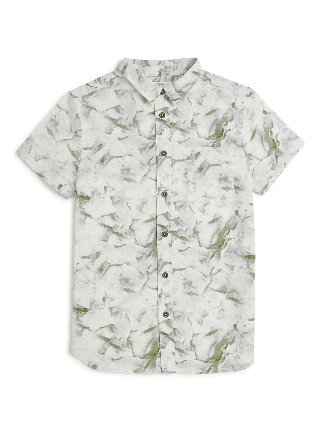 marks & spencer boys abstract printed spread collar casual shirt