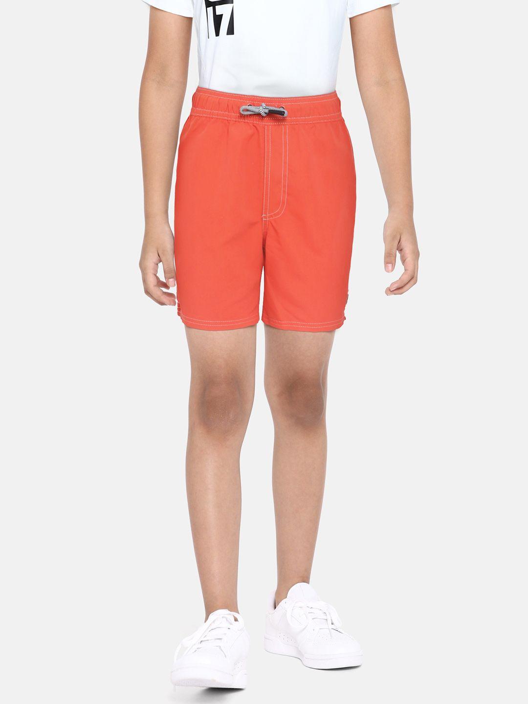 marks & spencer boys coral orange solid regular fit shorts