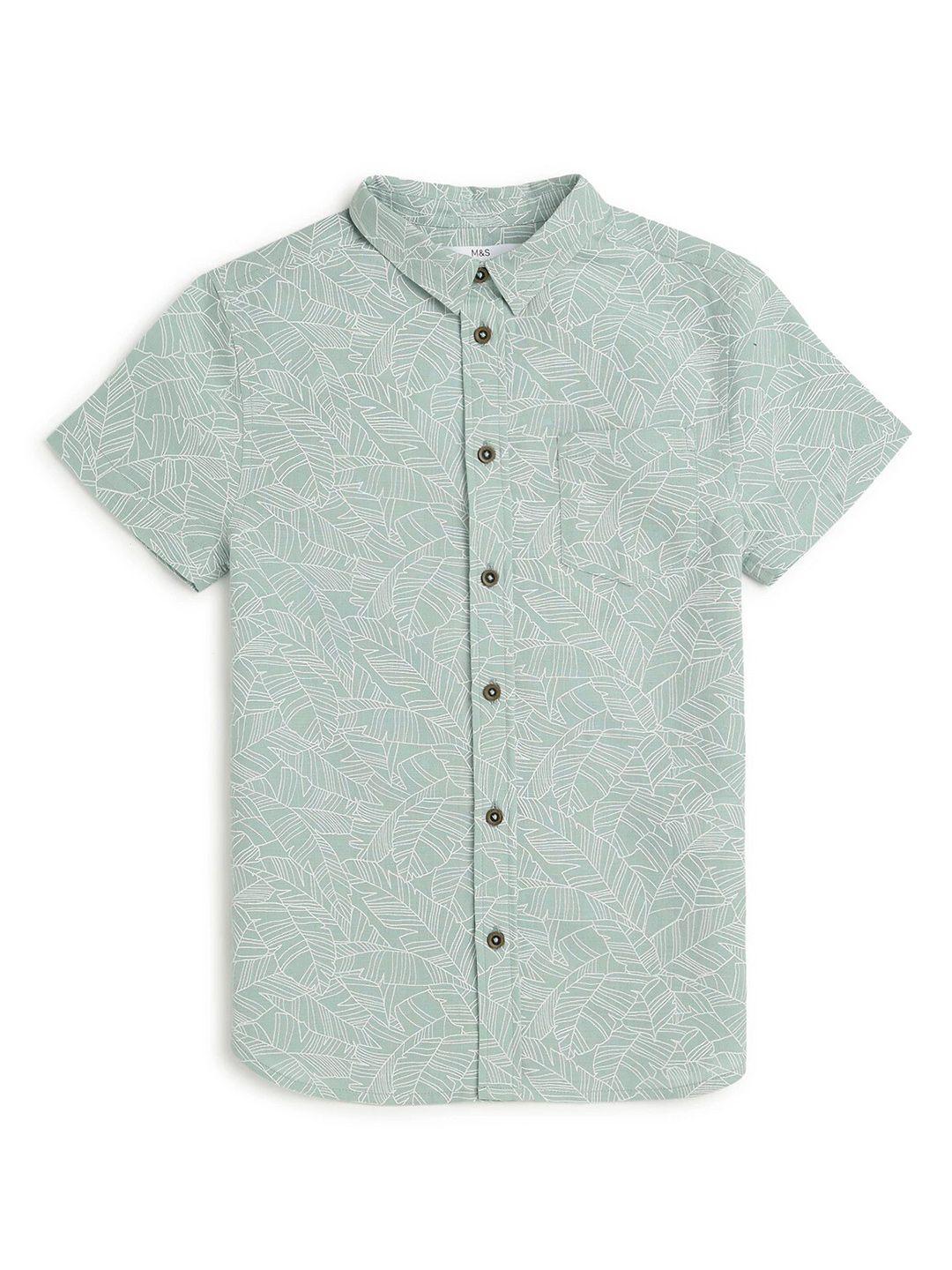 marks & spencer boys floral printed casual shirt