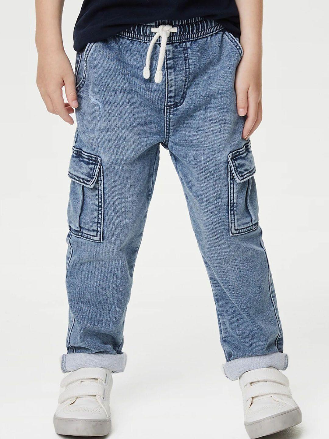 marks & spencer boys heavy fade mid-rise clean look stretchable jogger jeans
