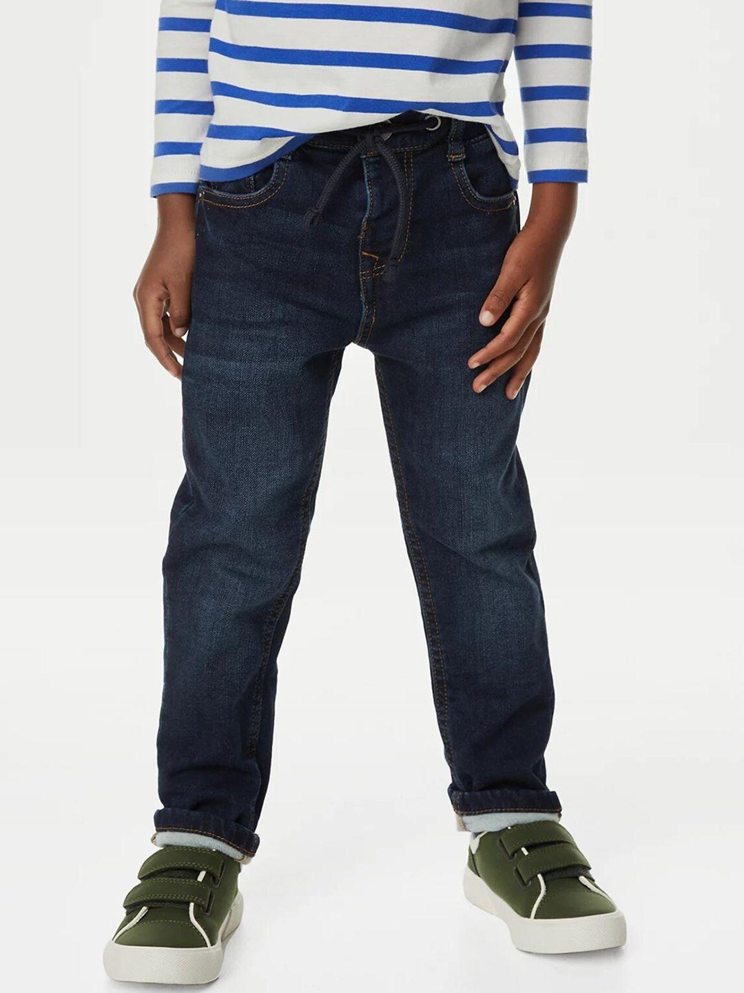 marks & spencer boys mid-rise dark shade light fade clean look stretchable jeans