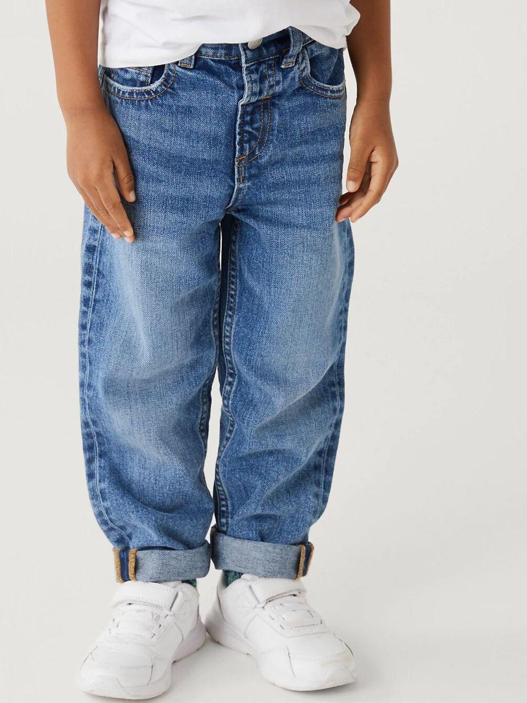 marks & spencer boys mid-rise pure cotton heavy fade jeans