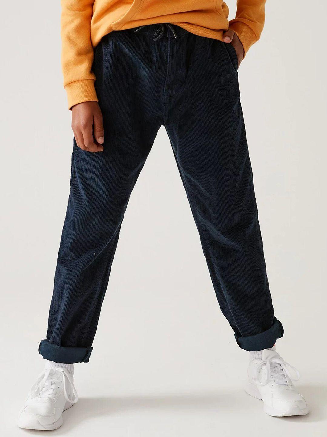 marks & spencer boys navy blue high-rise chinos trousers