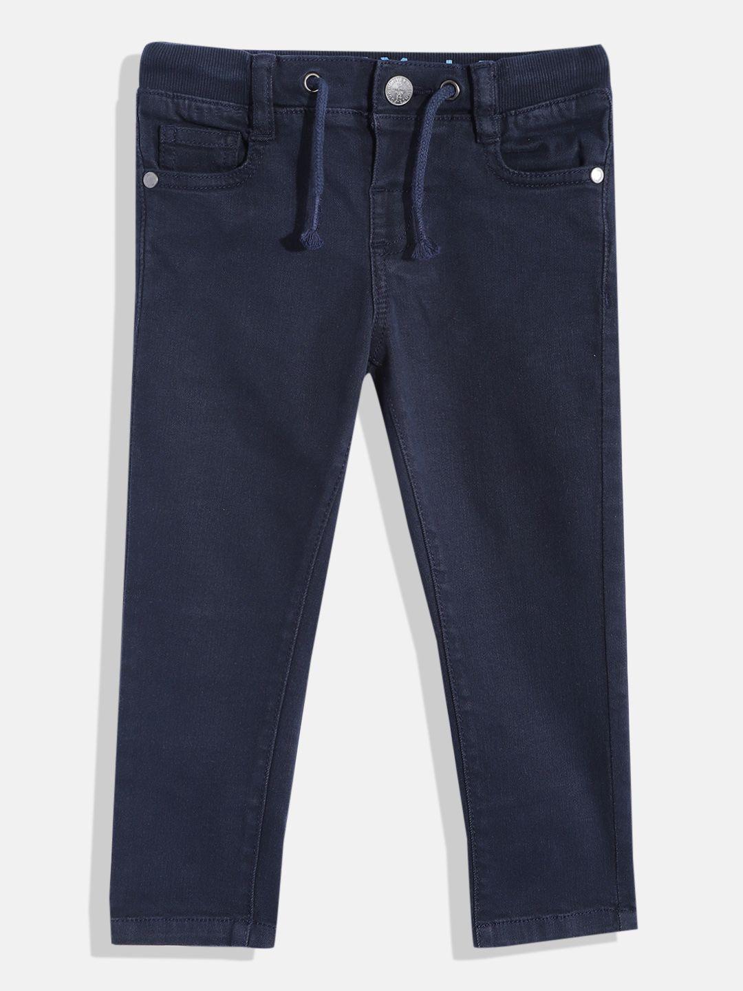 marks & spencer boys navy blue solid skinny fit stretchable jeans
