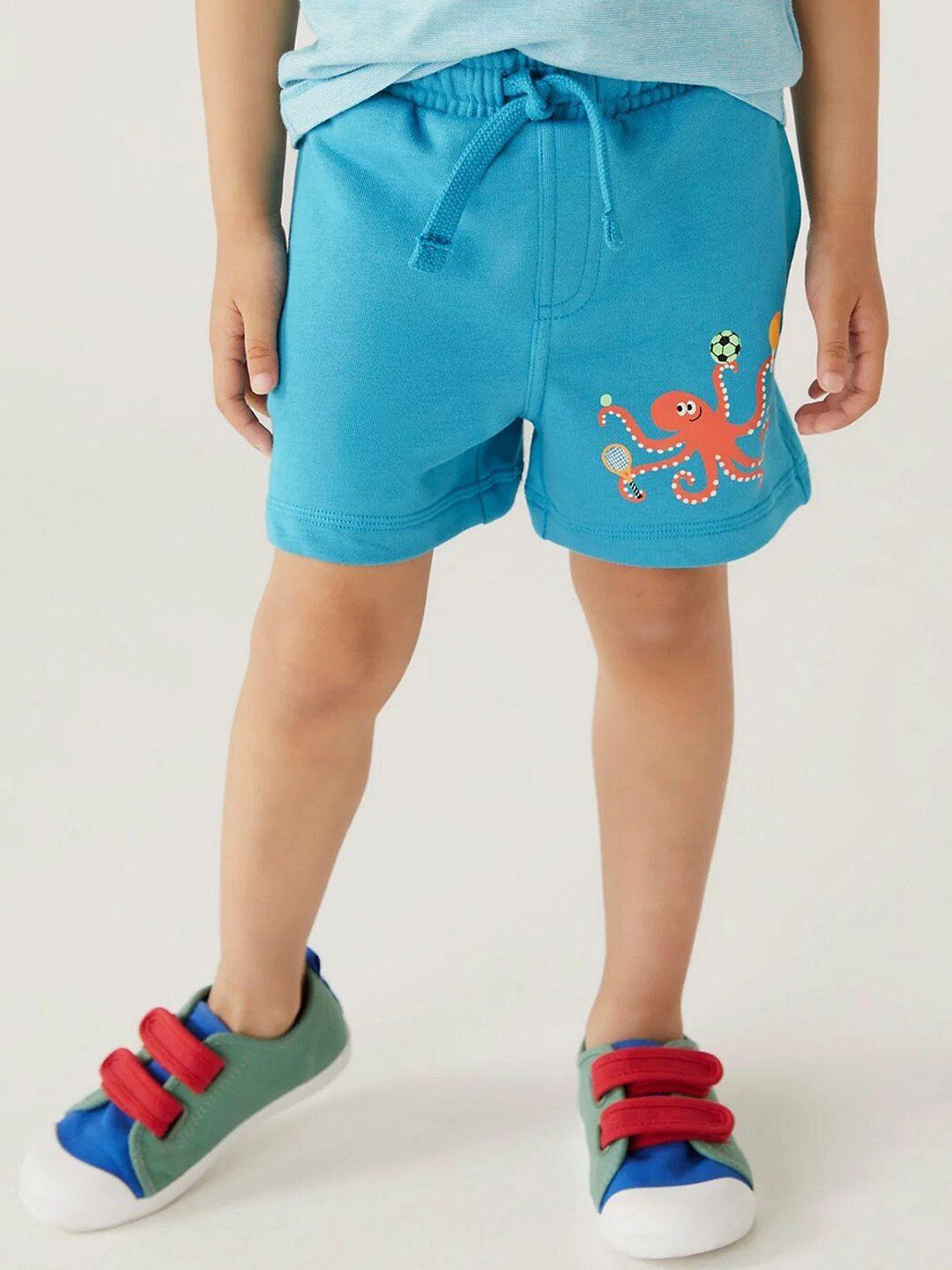 marks & spencer boys octopus printed high-rise pure cotton shorts