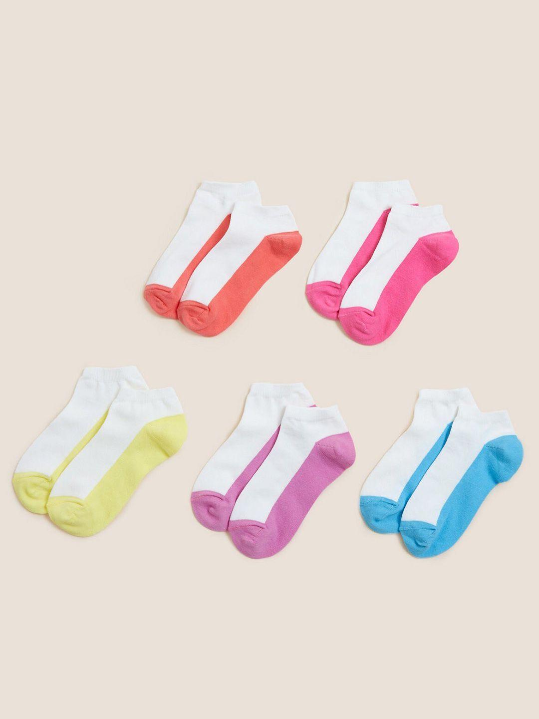 marks & spencer boys pack of 5 colourblocked ankle length socks
