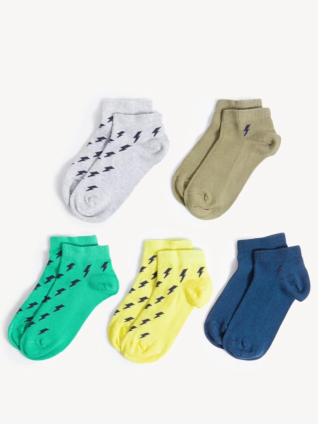 marks & spencer boys pack of 5 patterned ankle-length socks
