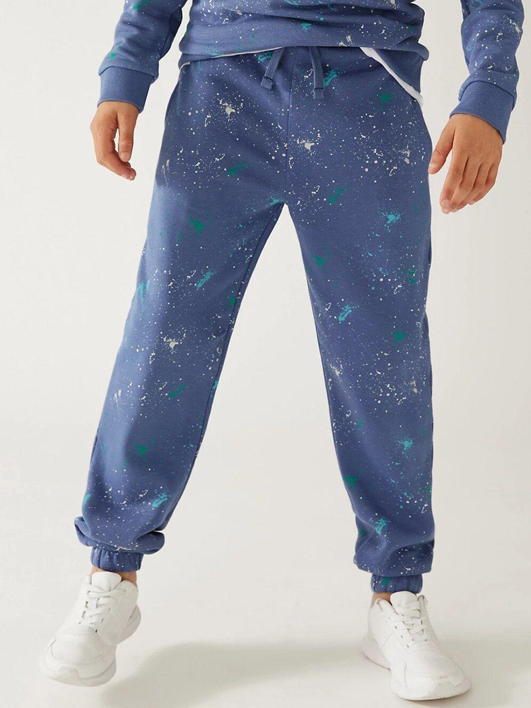 marks & spencer boys printed cotton mid-rise joggers