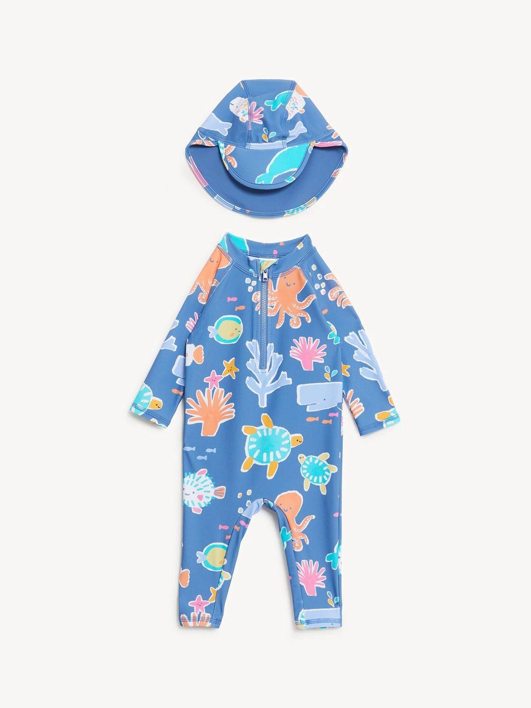 marks & spencer boys printed rompers with cap