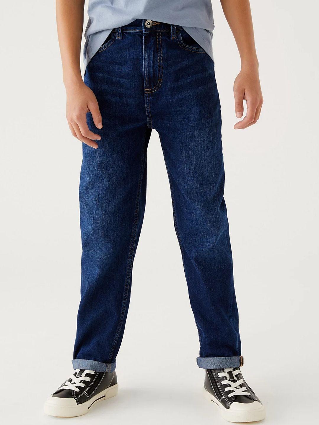 marks & spencer boys straight fit clean look light fade cotton jeans