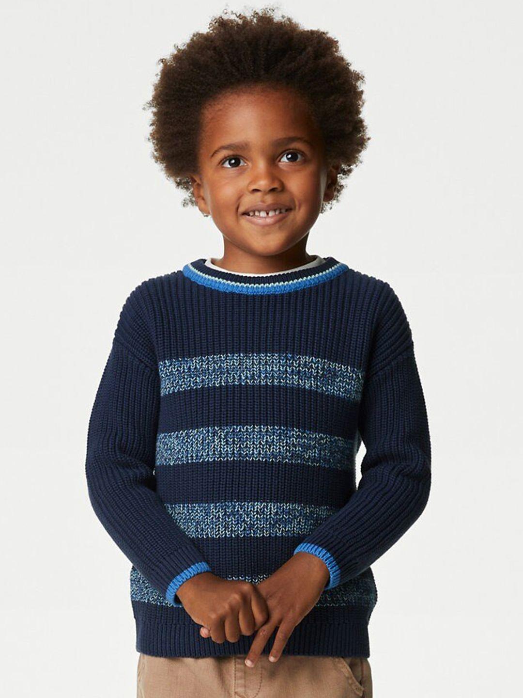 marks & spencer boys striped pure cotton pullover sweater