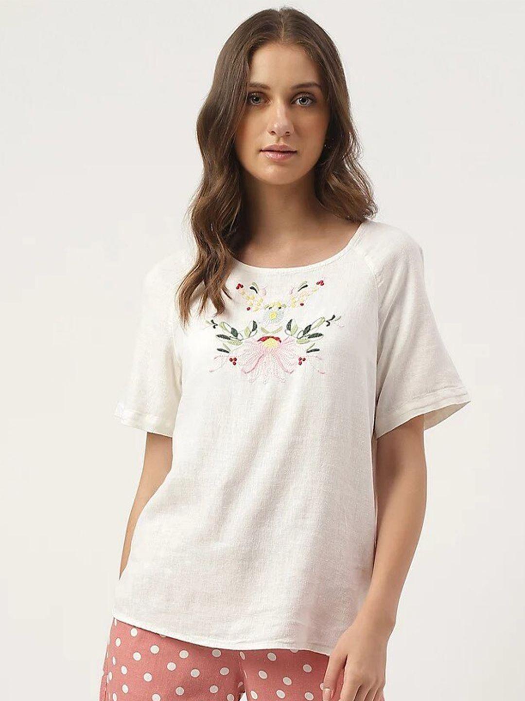 marks & spencer floral embroidered raglan sleeves top