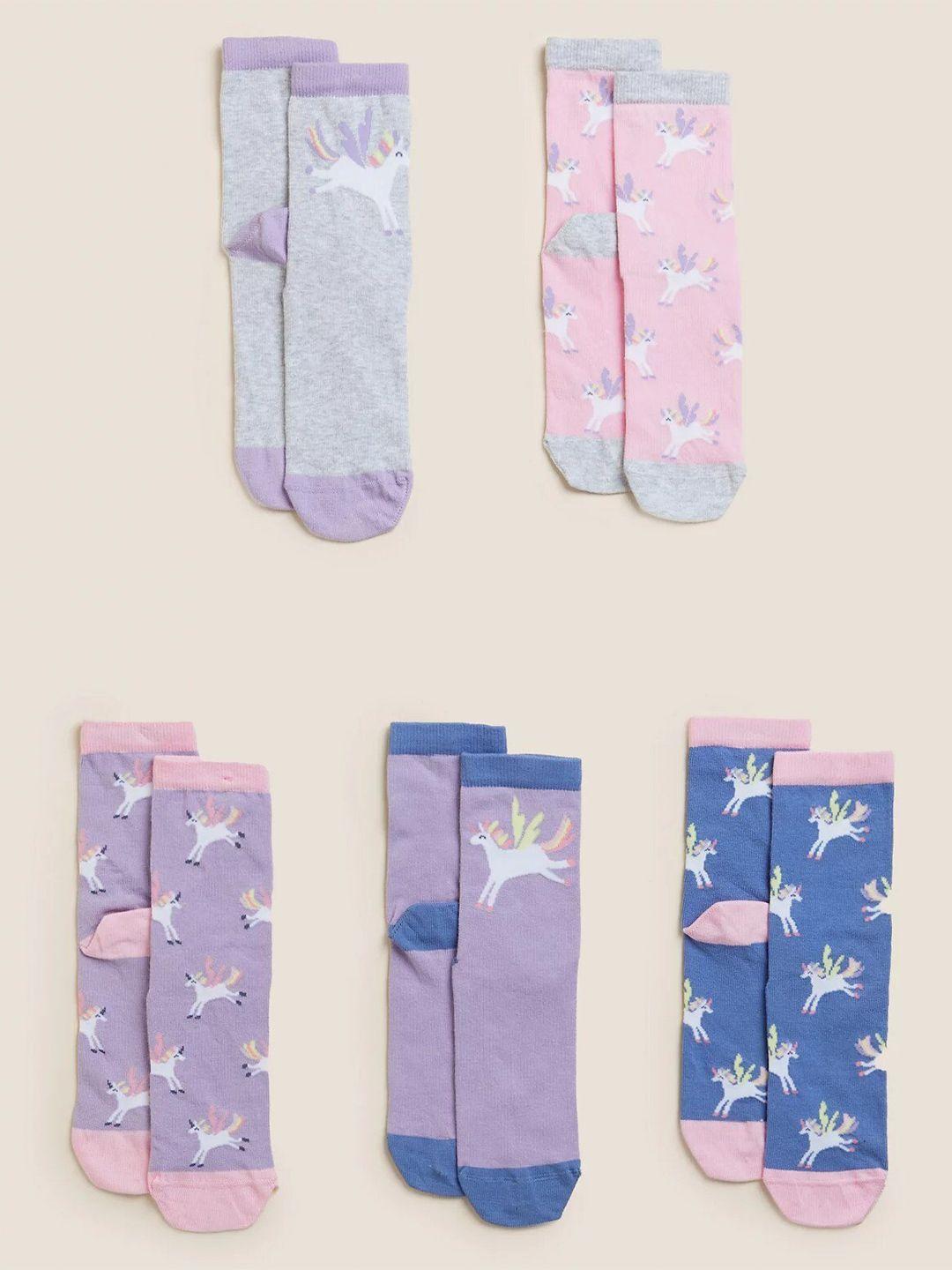 marks & spencer girls pack of 5 unicorn patterned socks