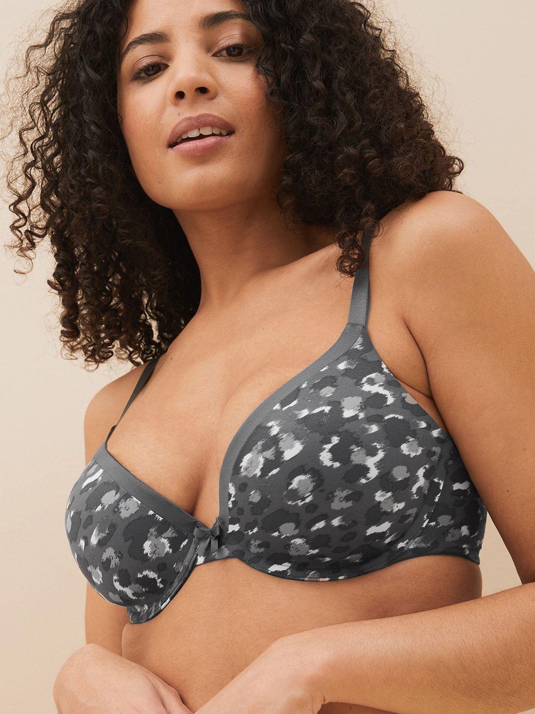 marks & spencer grey abstract bra underwired lightly padded