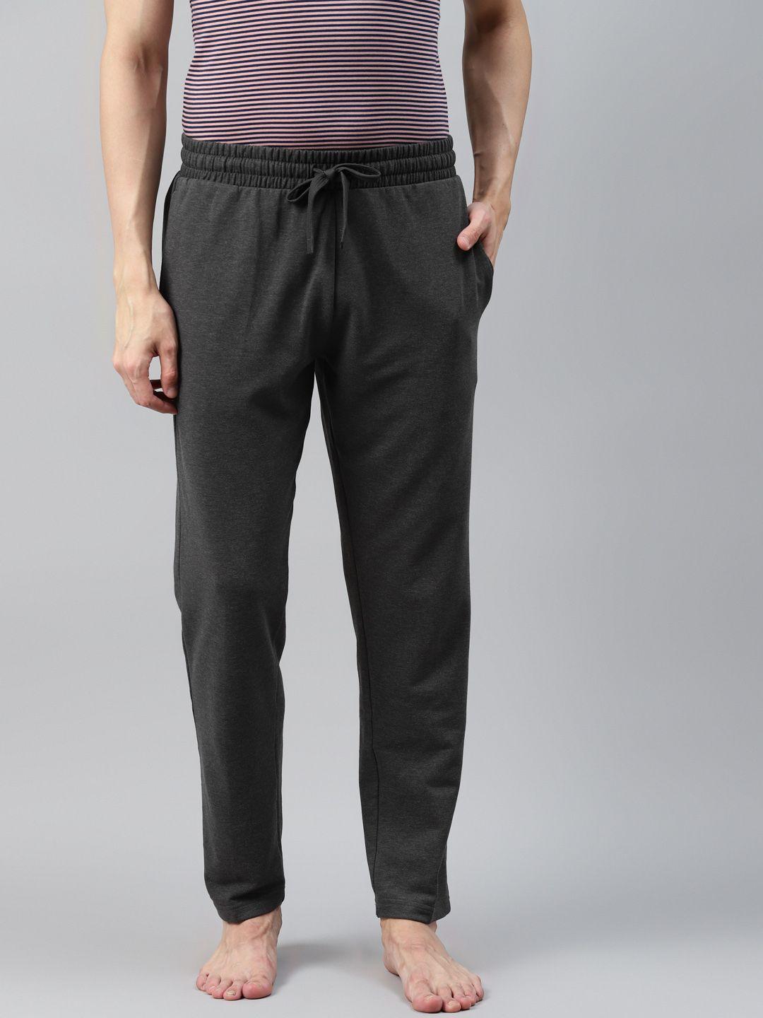 marks & spencer men charcoal grey solid knitted lounge pants
