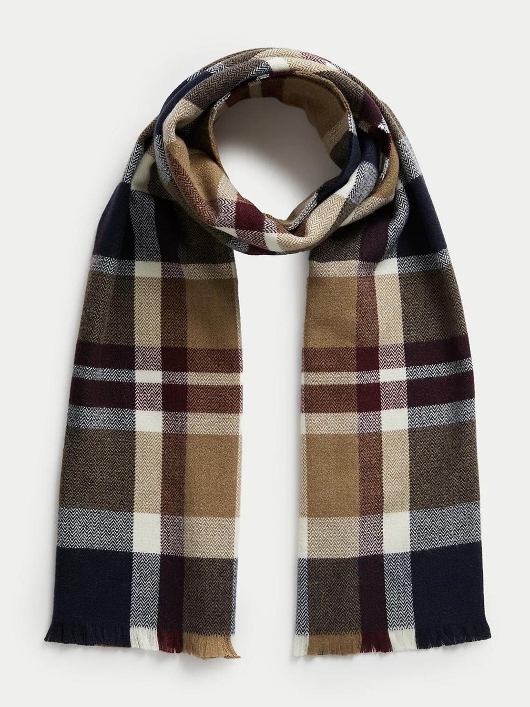 marks & spencer men checked acrylic scarf