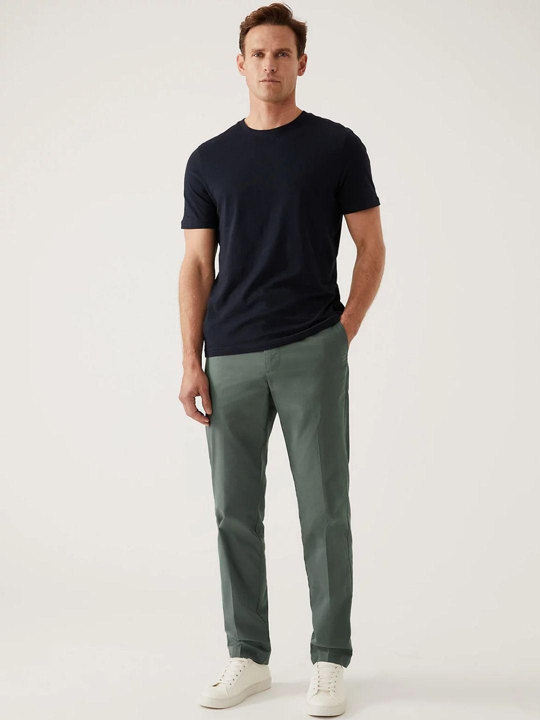 marks & spencer men mid-rise chinos trousers