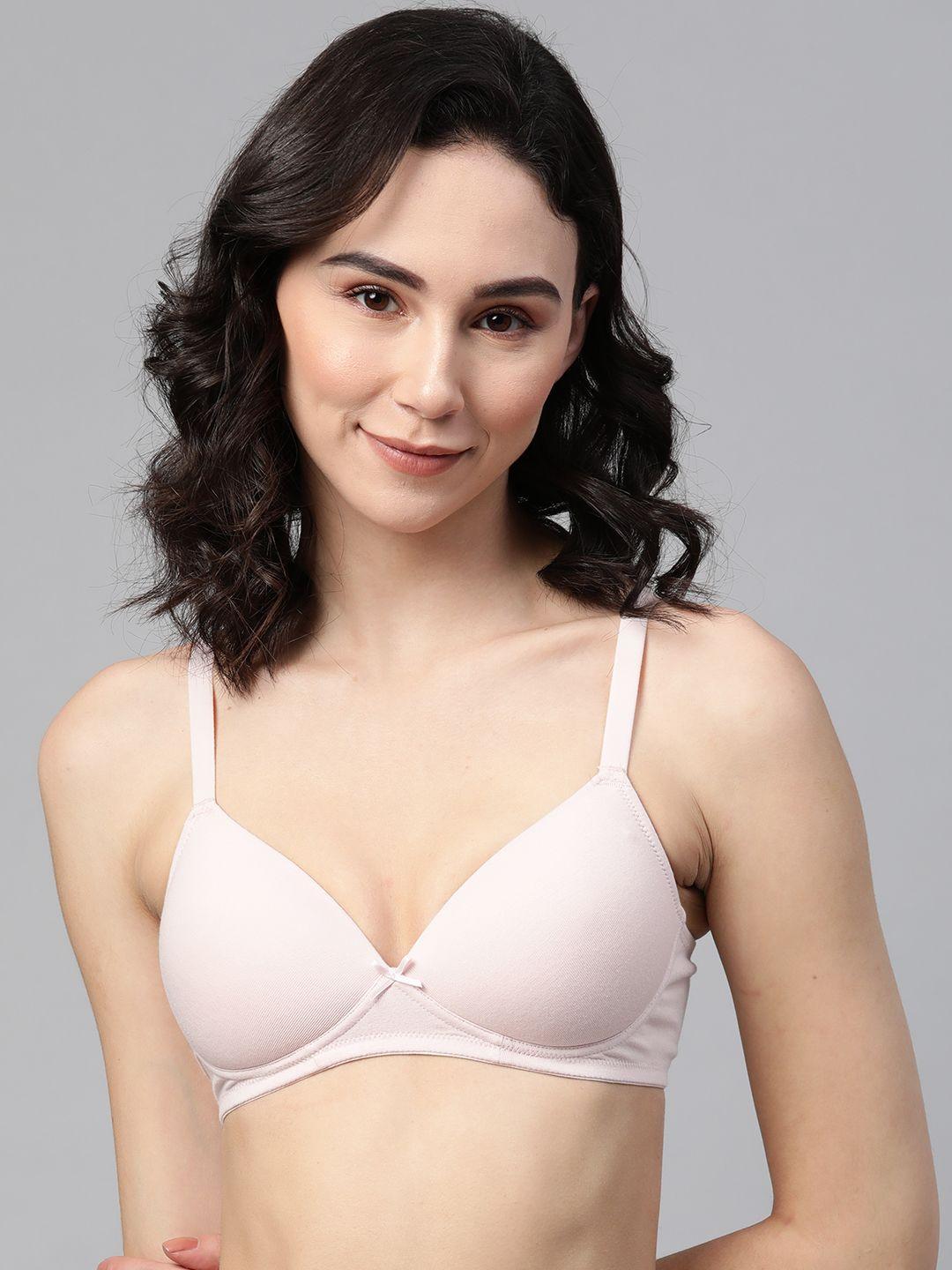 marks & spencer pink solid non-wired lightly padded t-shirt bra t333208ksoft