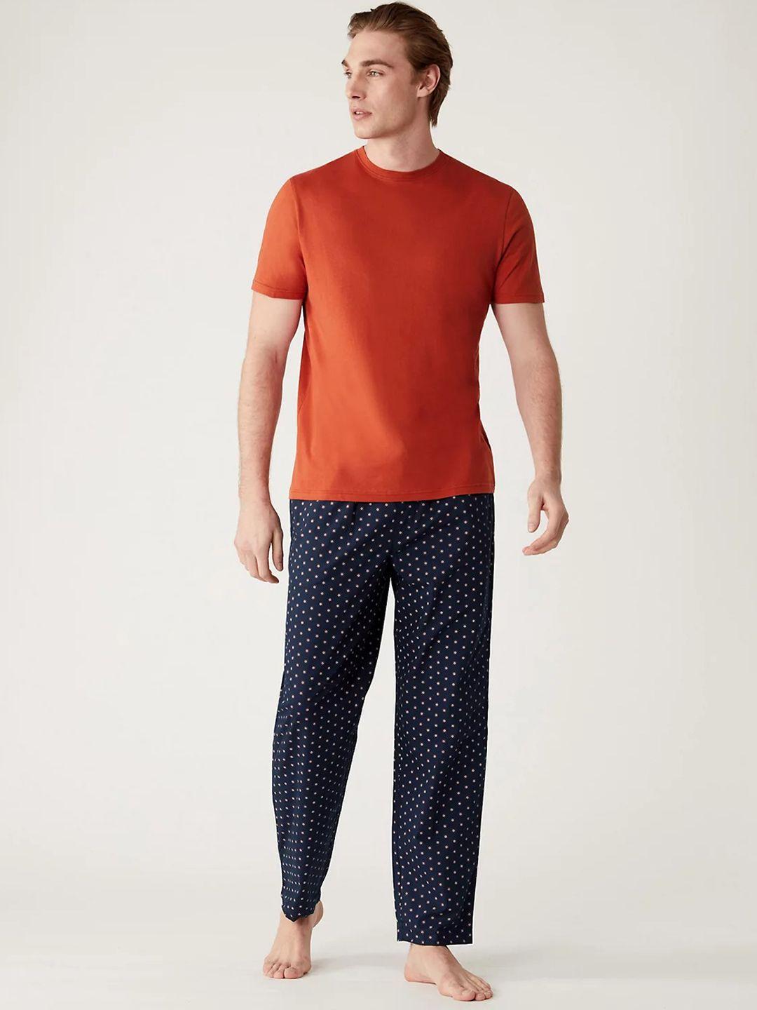 marks & spencer printed pure cotton t-shirt with pyjama