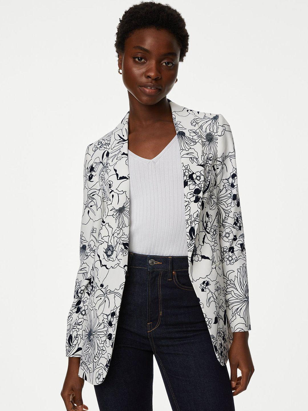 marks & spencer printed single-breasted casual blazer