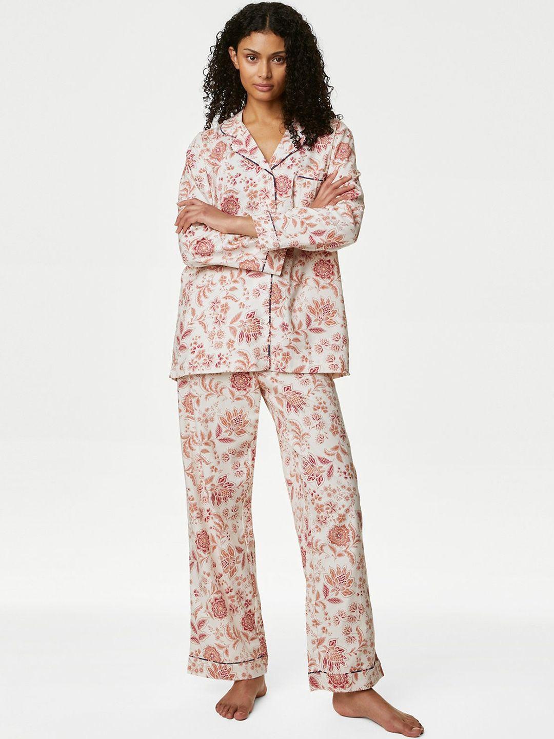 marks & spencer pure cotton printed night suit