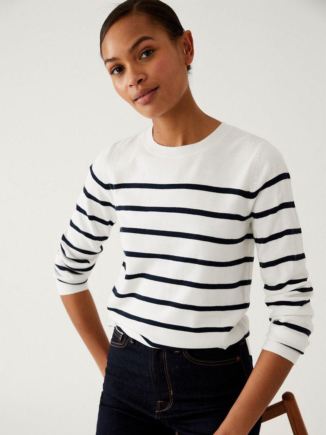 marks & spencer striped acrylic knitted pullover