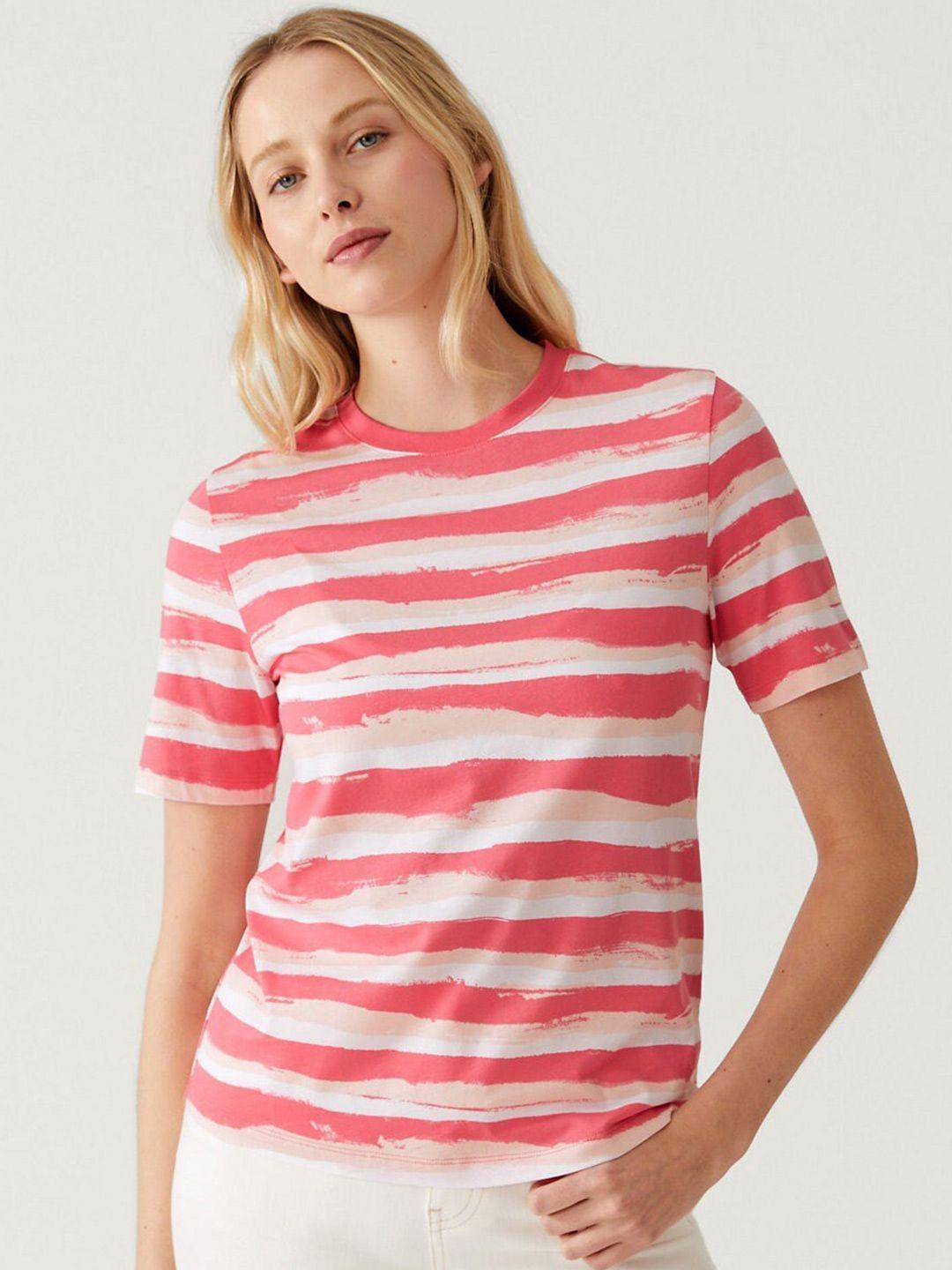 marks & spencer striped pure cotton t-shirt