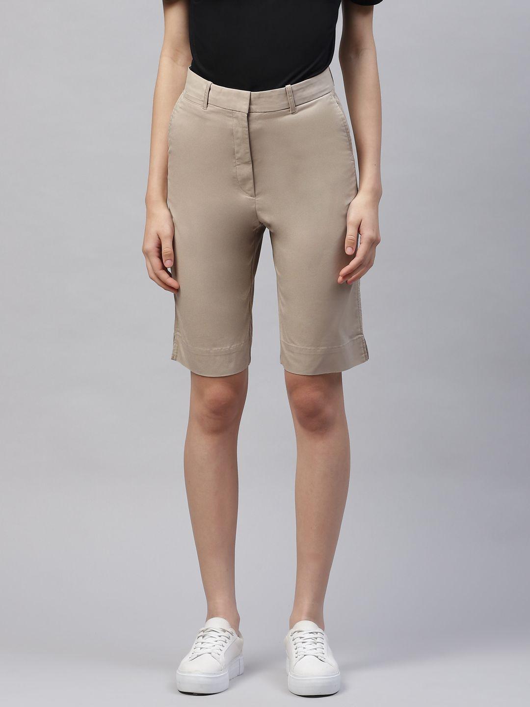 marks & spencer women beige slim fit shorts