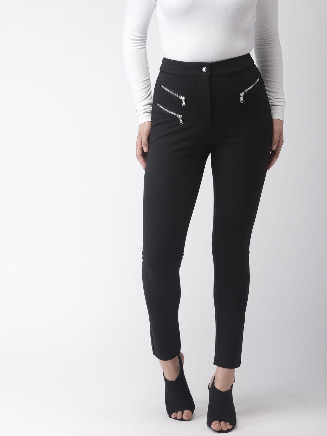 marks & spencer women black solid high-rise skinny fit chinos